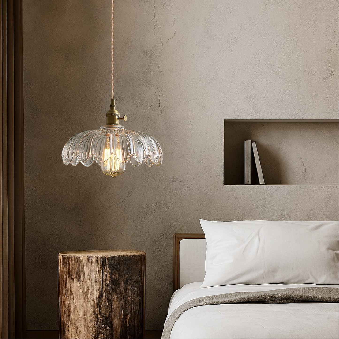 Glazen bloem hanglamp glas messing groen eetkamer vintage design keuken verlichting E27 verstelbaar modern klassiek