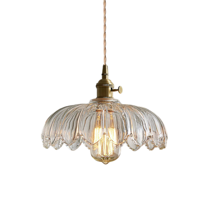 Glazen bloem hanglamp glas messing groen eetkamer vintage design keuken verlichting E27 verstelbaar modern klassiek