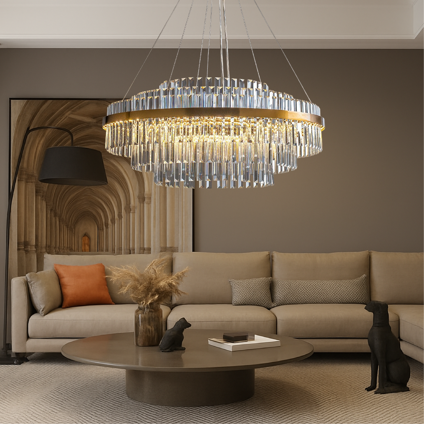 Luxe kristallen kroonluchter K9 kristal goud eettafel verlichting plafondlamp modern design rond rechthoek