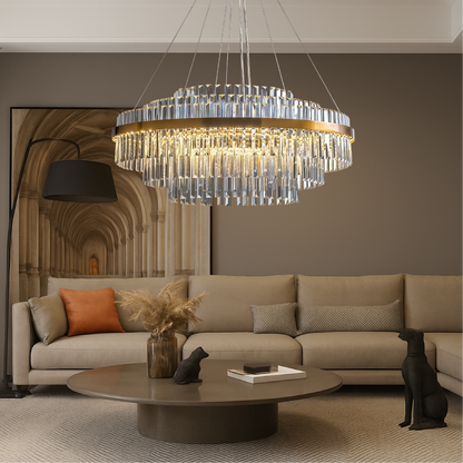 Luxe kristallen kroonluchter K9 kristal goud eettafel verlichting plafondlamp modern design rond rechthoek