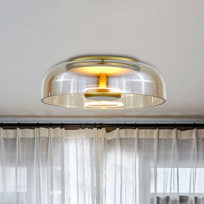Glazen Plafonnier met Halbschalendesign – Stijlvolle LED-Plafondlamp voor Hal en Gang – Compacte Verlichting voor Lage Plafonds