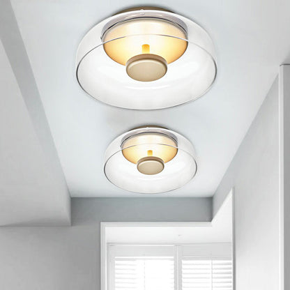 Glazen Plafonnier met Halbschalendesign – Stijlvolle LED-Plafondlamp voor Hal en Gang – Compacte Verlichting voor Lage Plafonds