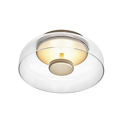 Glazen Plafonnier met Halbschalendesign – Stijlvolle LED-Plafondlamp voor Hal en Gang – Compacte Verlichting voor Lage Plafonds