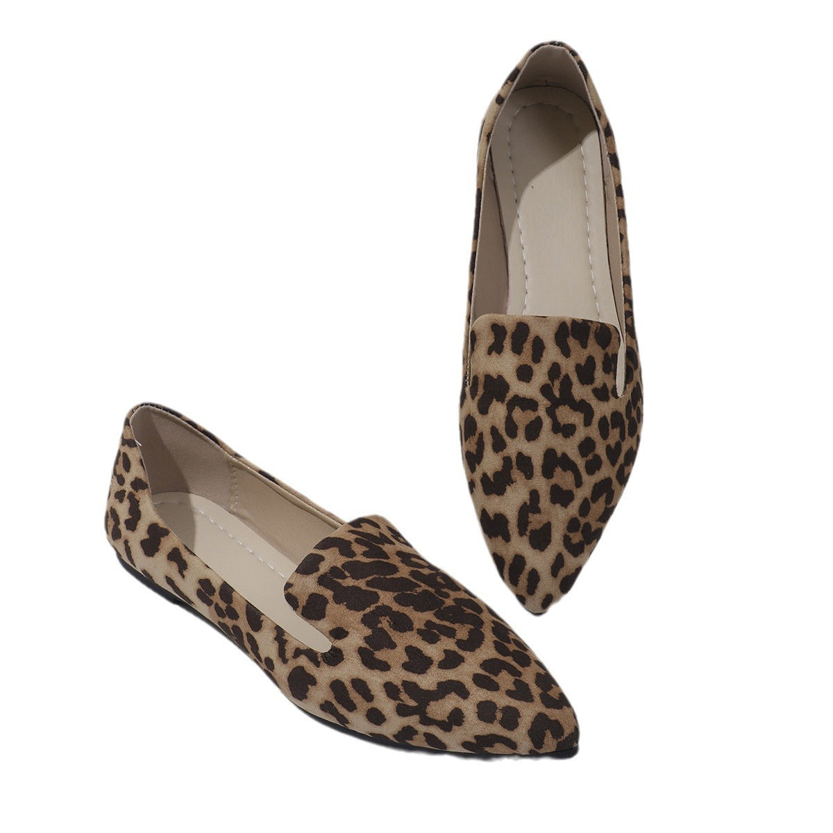 Dames Ballerina's Comfortabele Panterprint Puntneus Schoenen