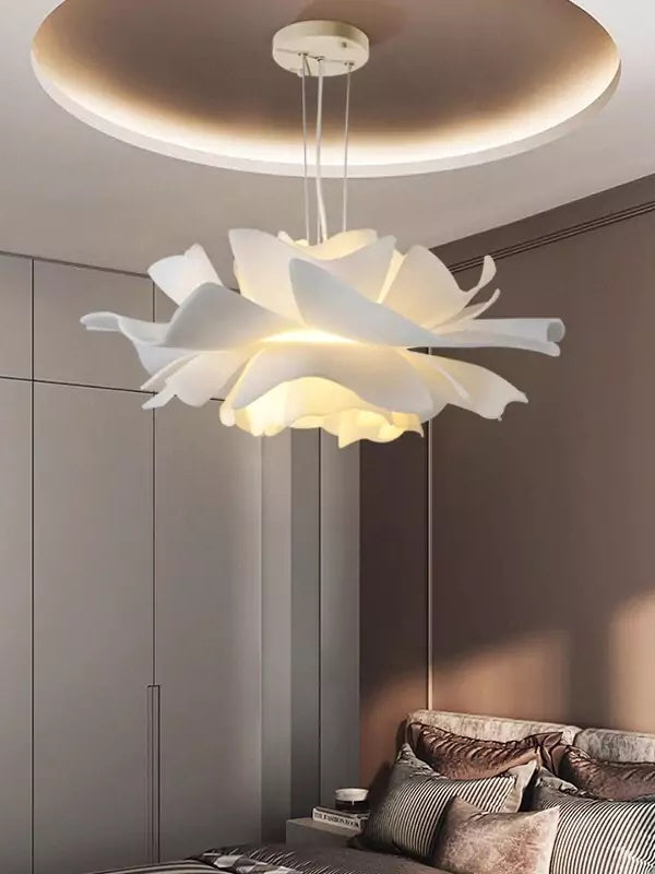 Handgemaakte Acryl Hanglamp Lotus Bloem Wit Scandinavisch Design