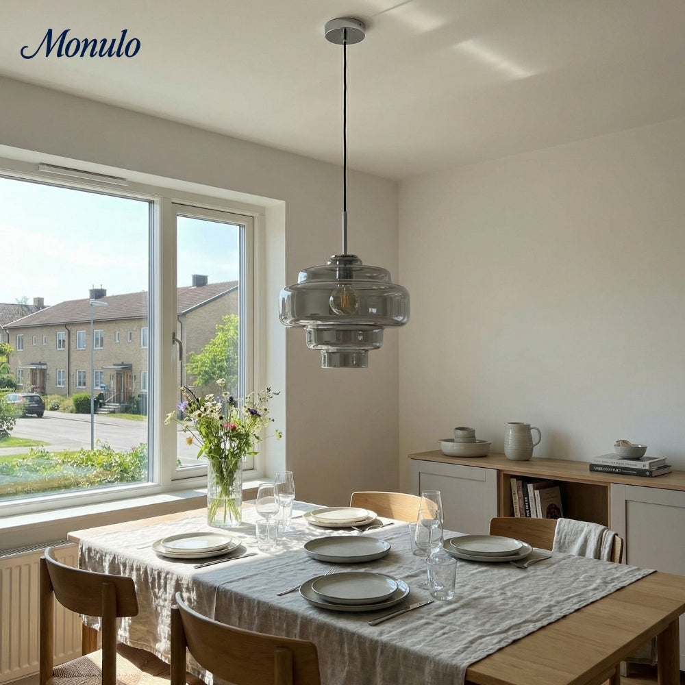 Gekleurde Glazen Hanglamp met Verstelbare Ophanging – Moderne Lichtpunt voor Eetkamer Keuken Woonkamer