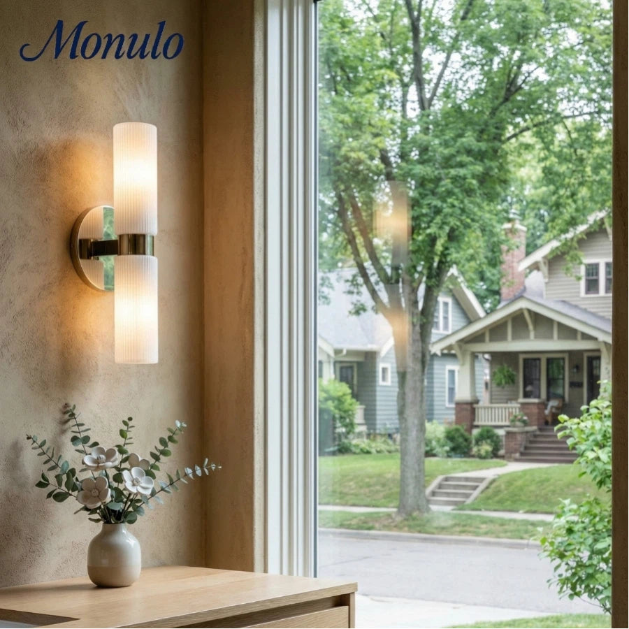 Wandlamp met dubbele geribbelde glazen buizen – hedendaagse wandverlichting voor hal en entree
