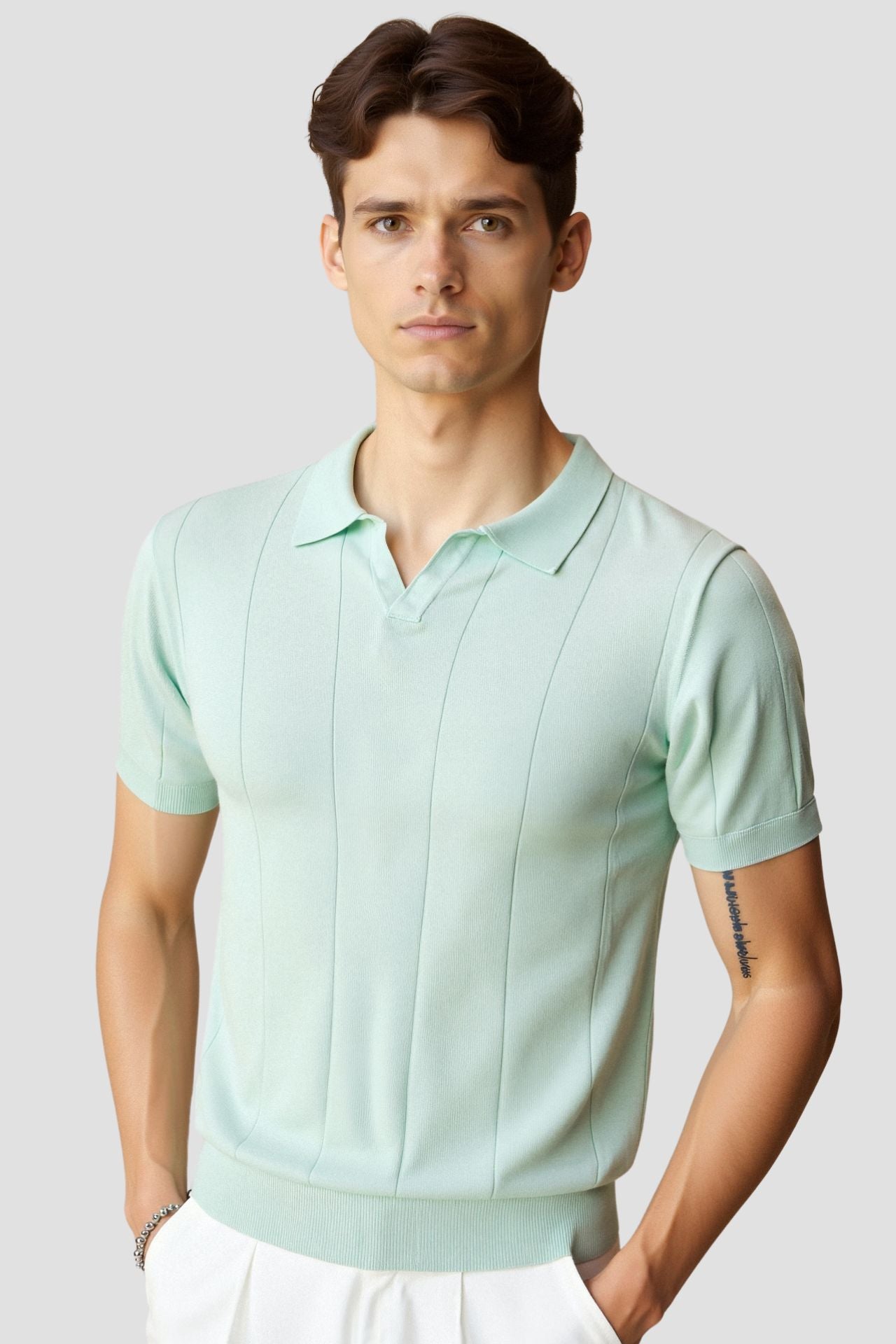 Mintgroene Polo Klassieke Strik Stijl