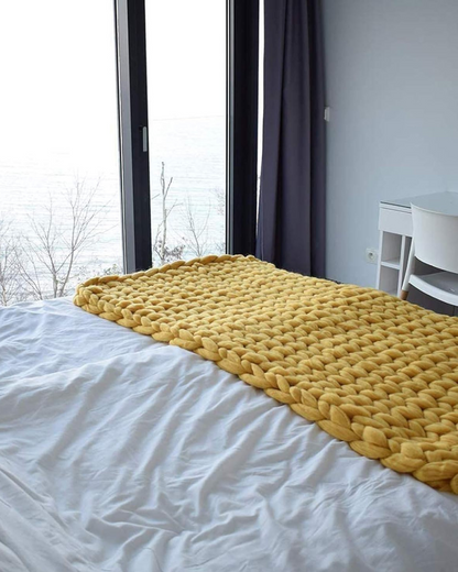 Handgebreid Chunky Plaid – Dik Gebreide Deken in Zachte Chenille voor Bank en Bed