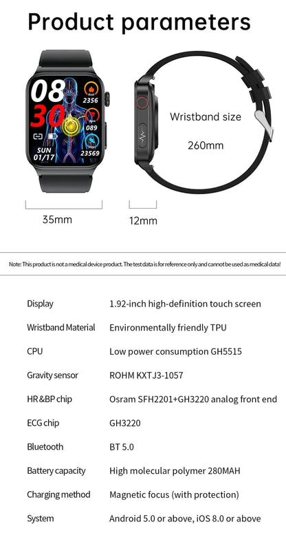 Geavanceerd Gezondheidshorloge met ECG en Bloedglucose Monitoring