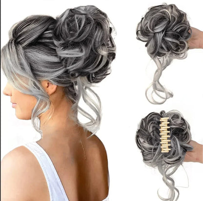 Haarknot met Krullen – Synthetisch Haar – Clip-On Knot – Volumineus – Verschillende Kleuren