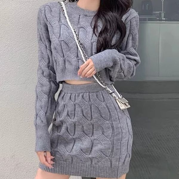 Dames Gebreide Rok en Trui Set Tweedelig Stijlvol Warm