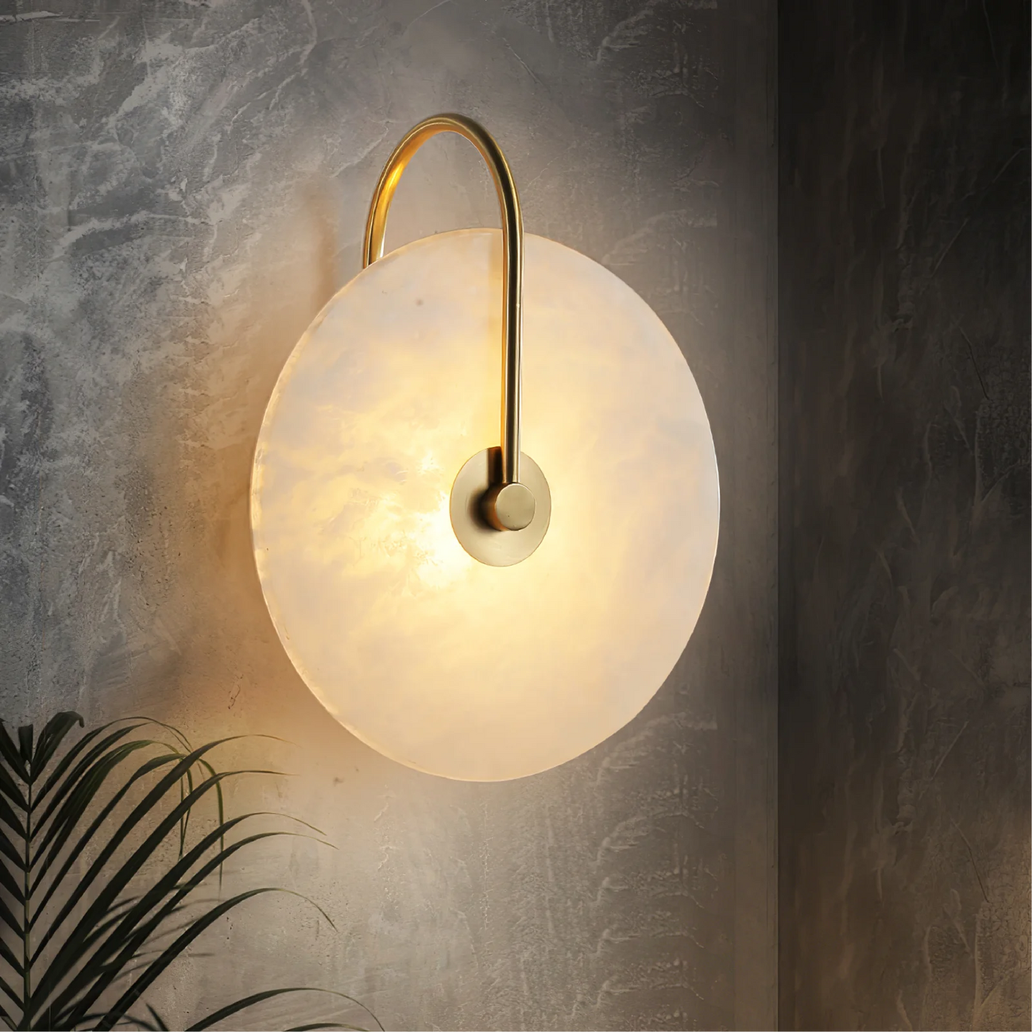 Wandlamp Marmer LED Rond Alabaster Goud Minimalistisch Luxe Woonkamer Slaapkamer