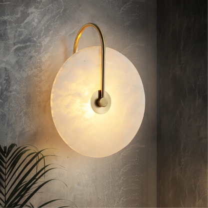Wandlamp Marmer LED Rond Alabaster Goud Minimalistisch Luxe Woonkamer Slaapkamer