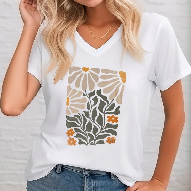 Vrouwelijke Bloemen Shirt met Retro Print - StudioMarella