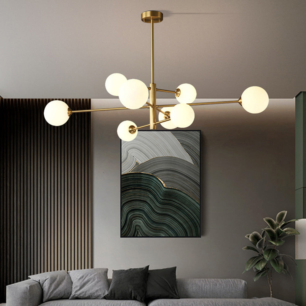 Hanglamp Glas Bollen Modern Zwart Koper 6/8-Lichts G9 Verlichting
