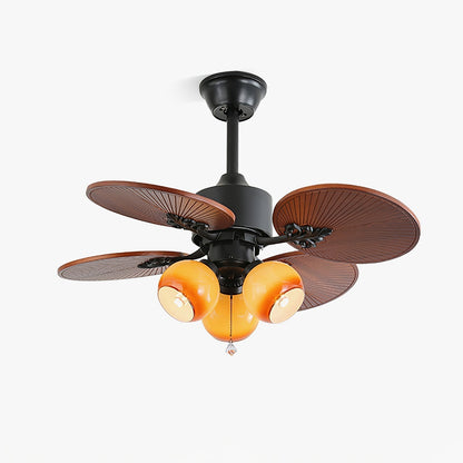 Tropische Plafondventilator met Glazen Lampenkap - Stille Kamerventilator 6-snelheden Afstandsbediening