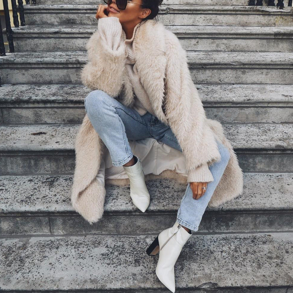 Dames Faux Fur Jas Lange Warm en Stijlvol