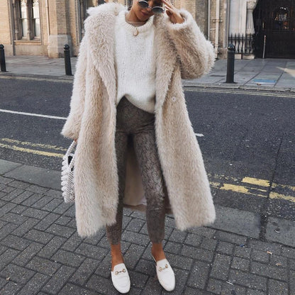 Dames Faux Fur Jas Lange Warm en Stijlvol