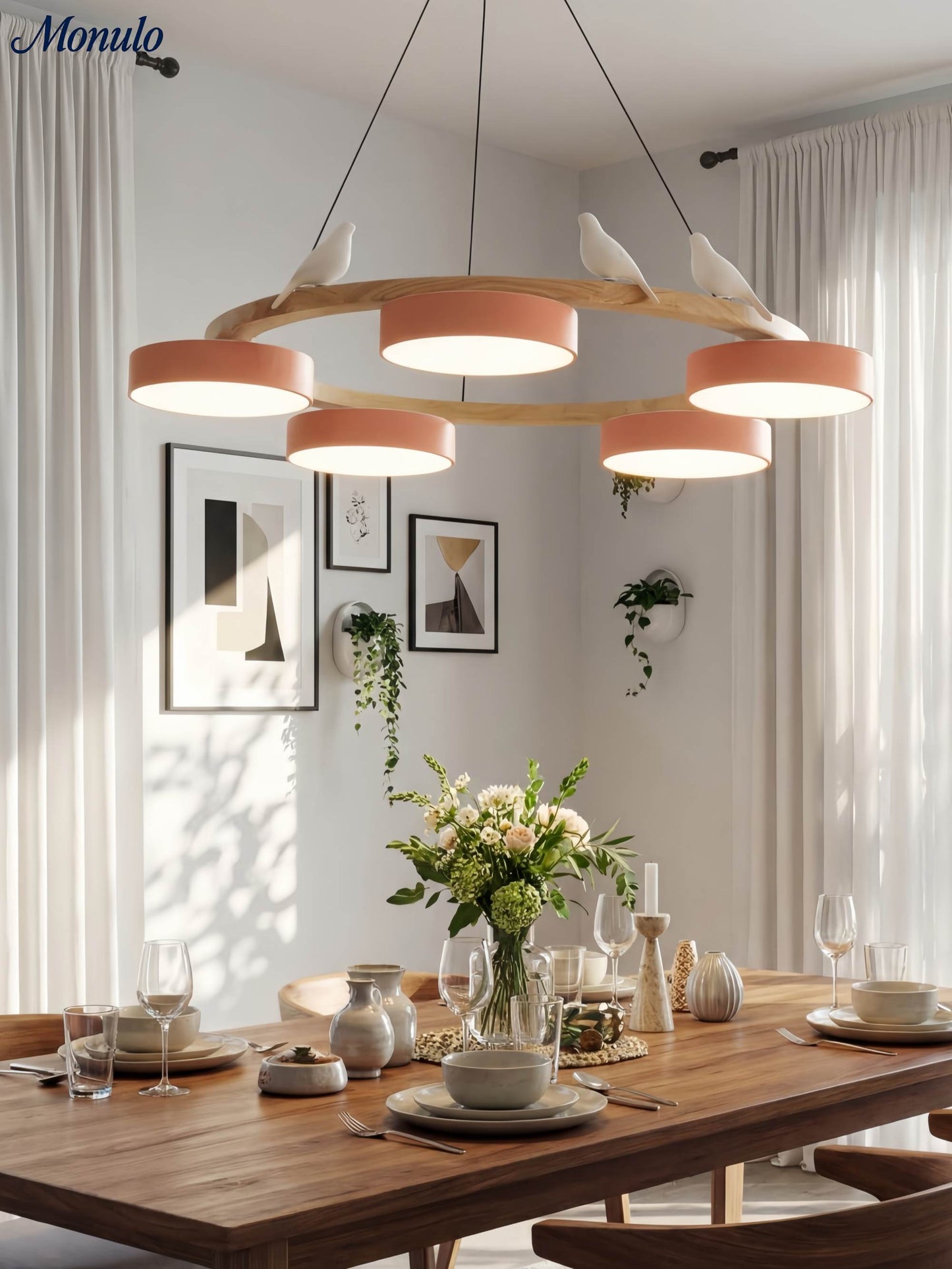 Decoratieve Vogelkroonluchter met Gekleurde Cirkels voor Eetkamer en Woonkamer