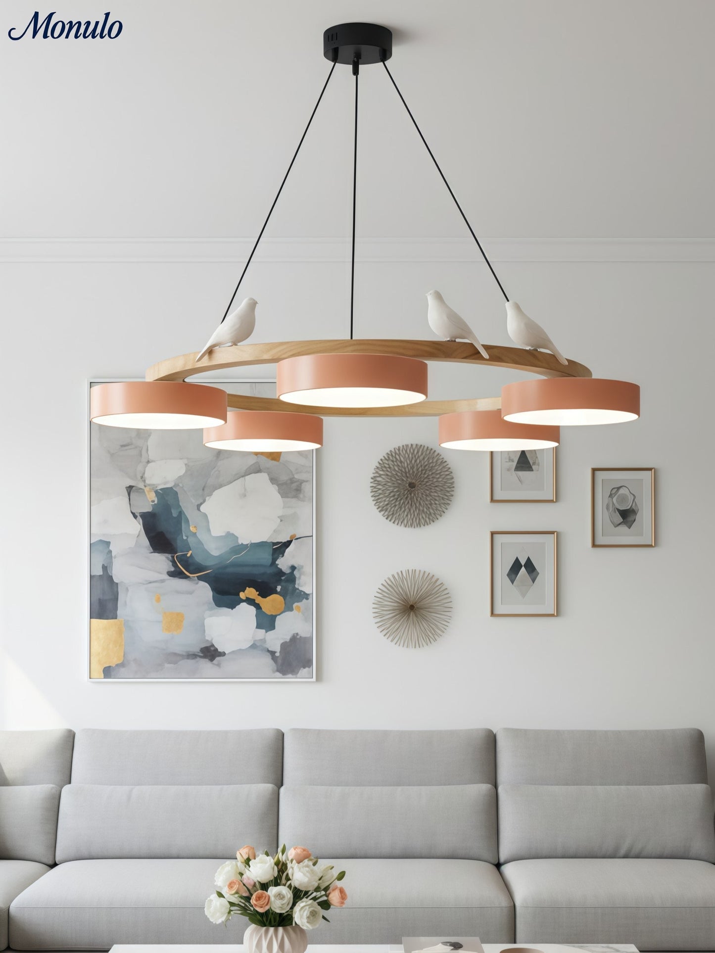 Decoratieve Vogelkroonluchter met Gekleurde Cirkels voor Eetkamer en Woonkamer