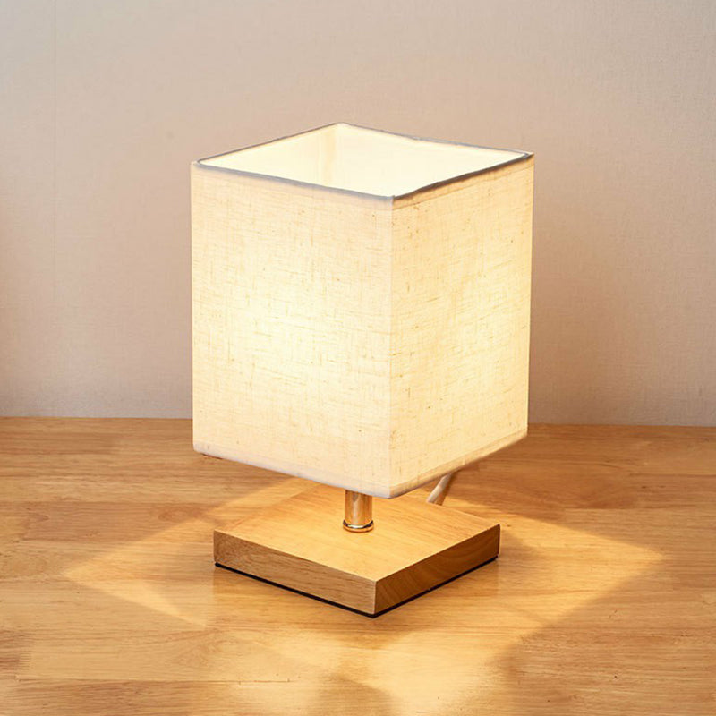 Minimalistische Tafellamp van Vlas en Hout met Rechthoekige Kap – Sfeervolle Verlichting voor Slaapkamer Nachtkastje Bureau Kleine Ruimtes Modern Design