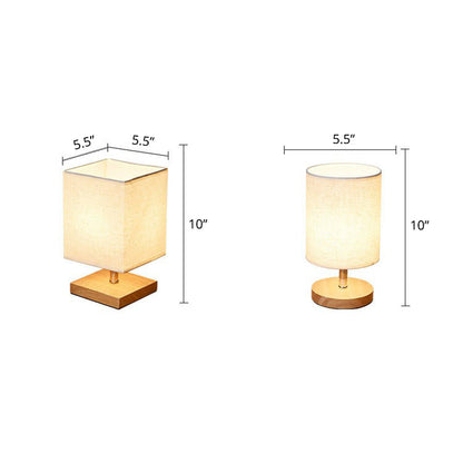 Minimalistische Tafellamp van Vlas en Hout met Rechthoekige Kap – Sfeervolle Verlichting voor Slaapkamer Nachtkastje Bureau Kleine Ruimtes Modern Design