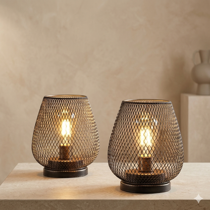 Tafellamp Draadloos Oplaadbaar Metaal Gaas Warm Wit LED Sfeerverlichting Binnen Buiten