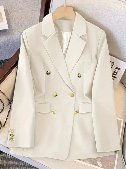 Damesblazer Slim Fit Gouden Knopen Elegant Zwart