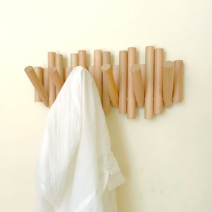 Wandkapstok met Intrekbare Haken – Natuurlijk Hout – Minimalistisch Design – Klap-in Systeem