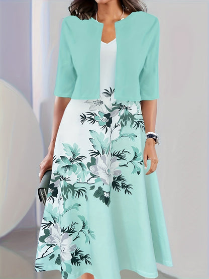 Elegante Jurk en Blazer Set voor Vrouw