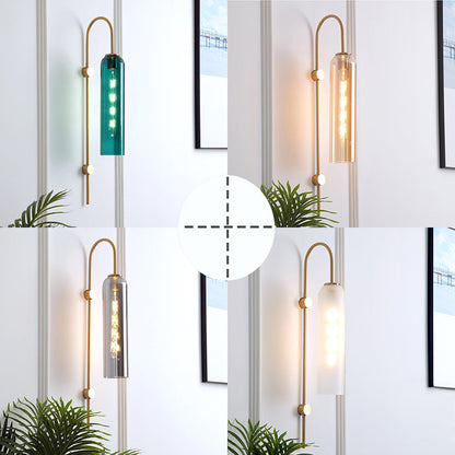 Mid-Century Wandlamp Metalen Zwanenhals met Geribbelde Glazen Kap