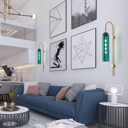 Mid-Century Wandlamp Metalen Zwanenhals met Geribbelde Glazen Kap
