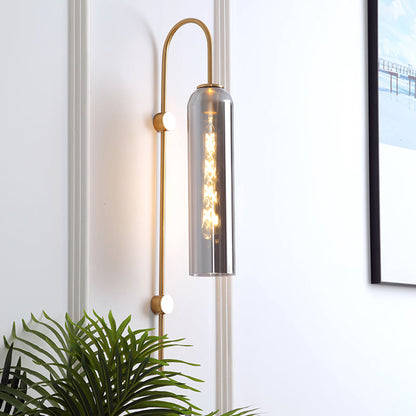 Mid-Century Wandlamp Metalen Zwanenhals met Geribbelde Glazen Kap