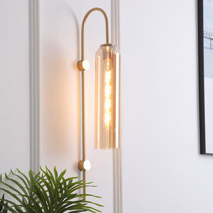 Mid-Century Wandlamp Metalen Zwanenhals met Geribbelde Glazen Kap