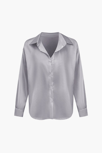 Vrouwelijke Blouse van Satijn Lang Mouw Elegant Model