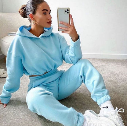 Dames Joggingpak Soft Capuchon Tweedelig Set