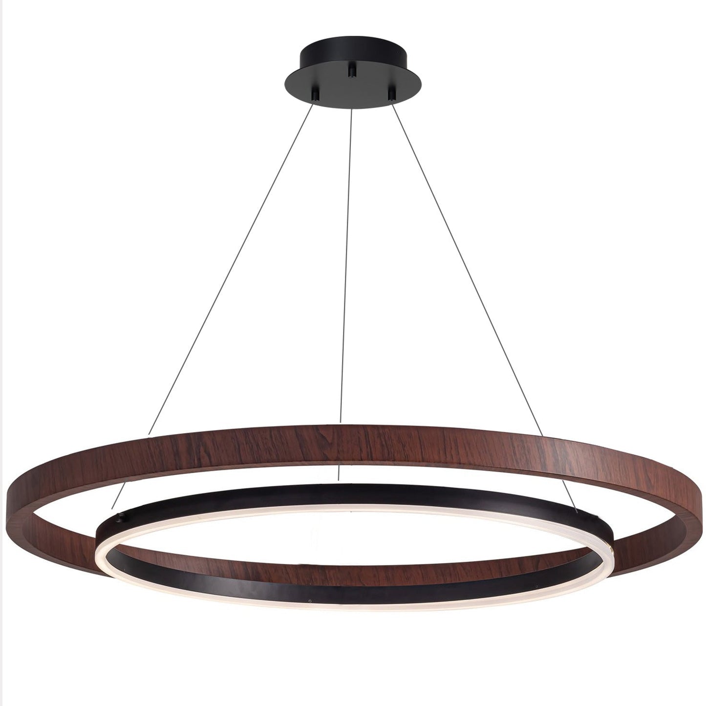 Houten Ringkroonluchter LED Ingebouwd Warm Wit Dimbaar Eetkamer Woonkamer Plafondlamp Modern Farmhouse