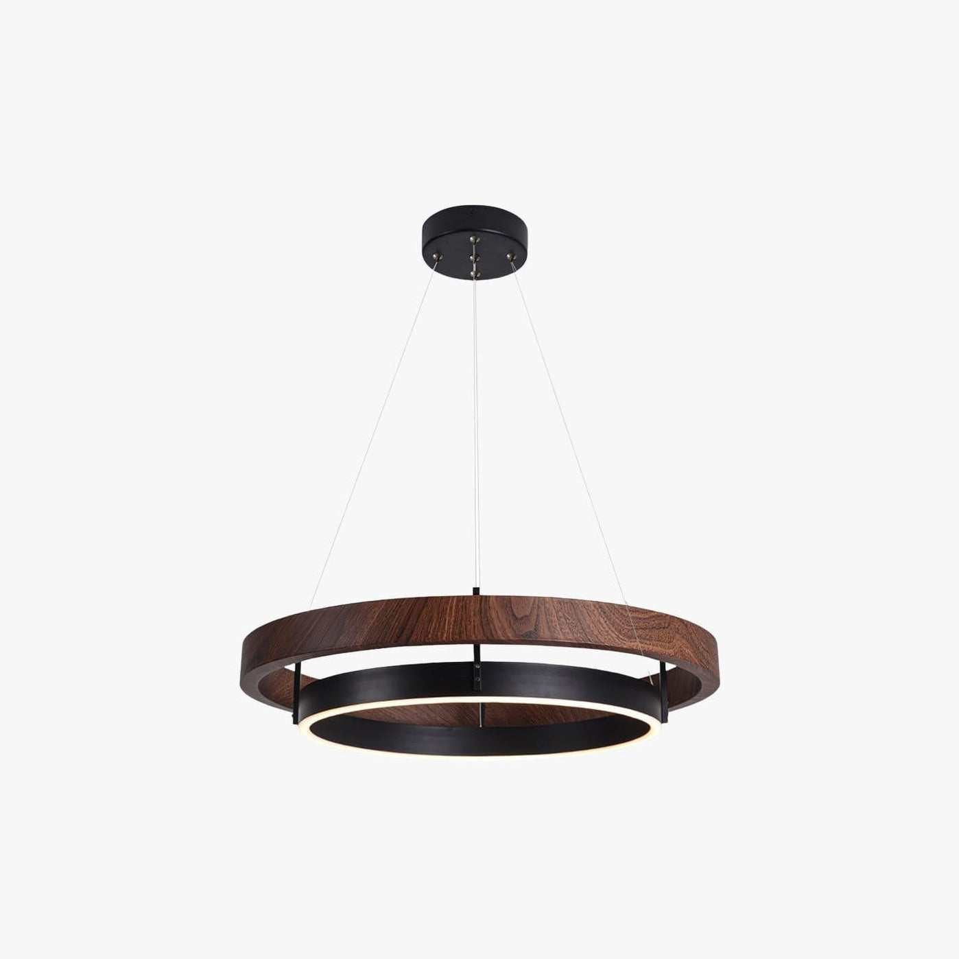 Houten Ringkroonluchter LED Ingebouwd Warm Wit Dimbaar Eetkamer Woonkamer Plafondlamp Modern Farmhouse