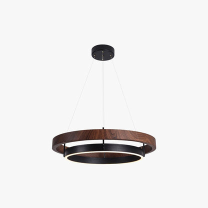 Houten Ringkroonluchter LED Ingebouwd Warm Wit Dimbaar Eetkamer Woonkamer Plafondlamp Modern Farmhouse