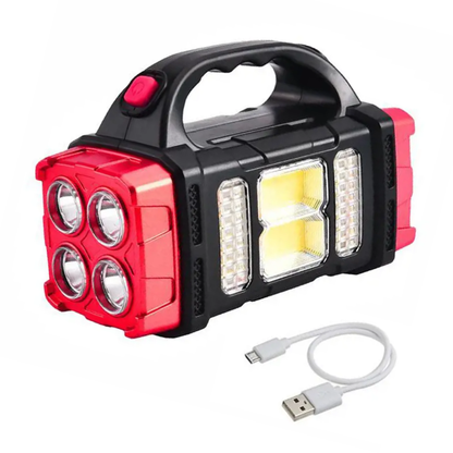 Nood Zaklamp 4-in-1 Zonne-energie Powerbank USB Oplaadbaar IP44 Waterdicht LED Geel Wit Camping Noodkit Emergency Draagbaar Compact