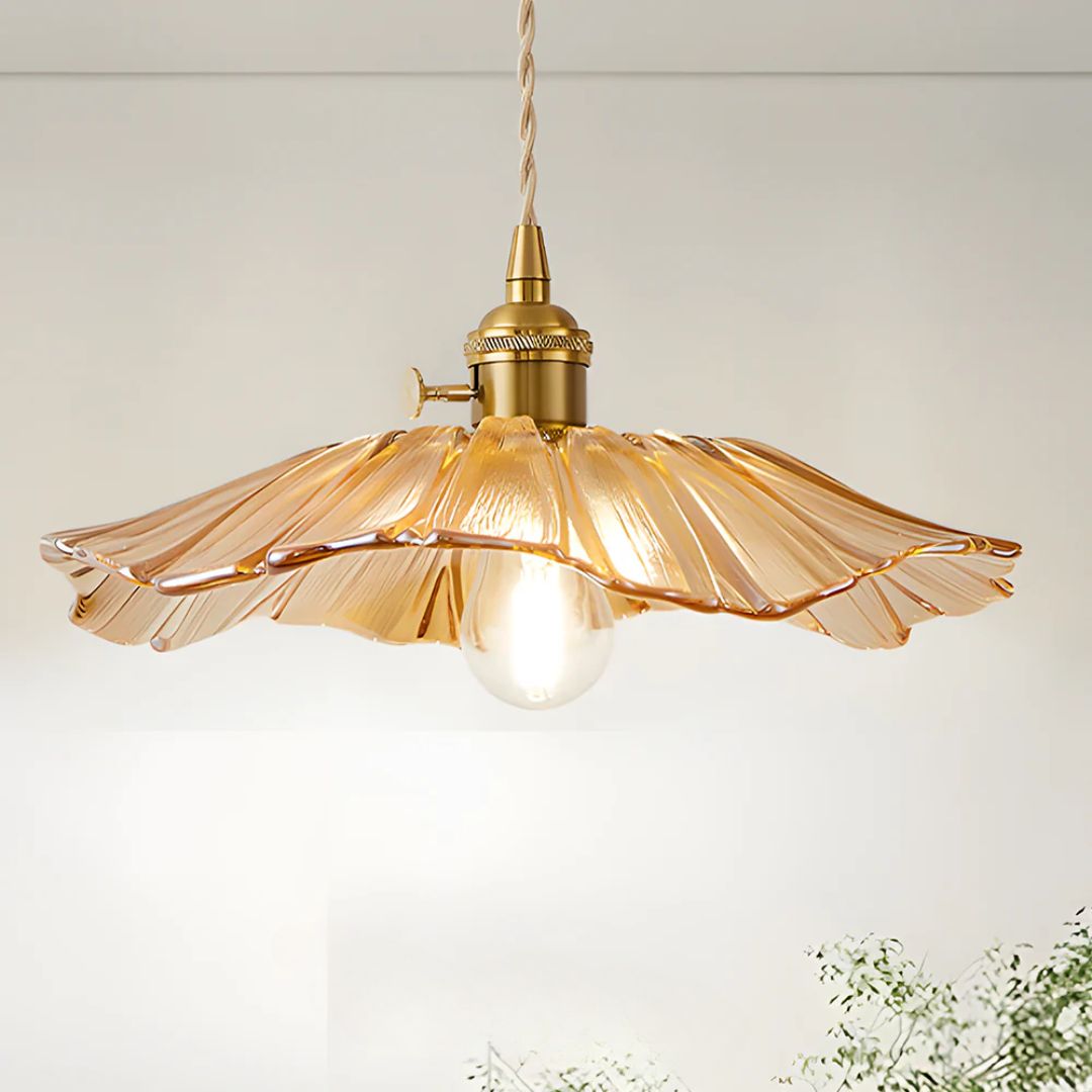 Sansoti | Cullivan Bloemvormige Hanglamp – Glazen Hanglamp met Gouden Fitting voor Woonkamer & Eetkamer