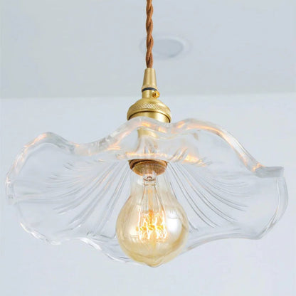 Hanglamp Glas E27 23cm Groen Messing Bloemvorm Eettafel Slaapkamer Retro Verlichting Vintage Hanglamp