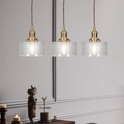Quilivon Hanglamp Glas Messing Groen E27 Keuken Eettafel Retro Verlichting Geribbeld Glas Design