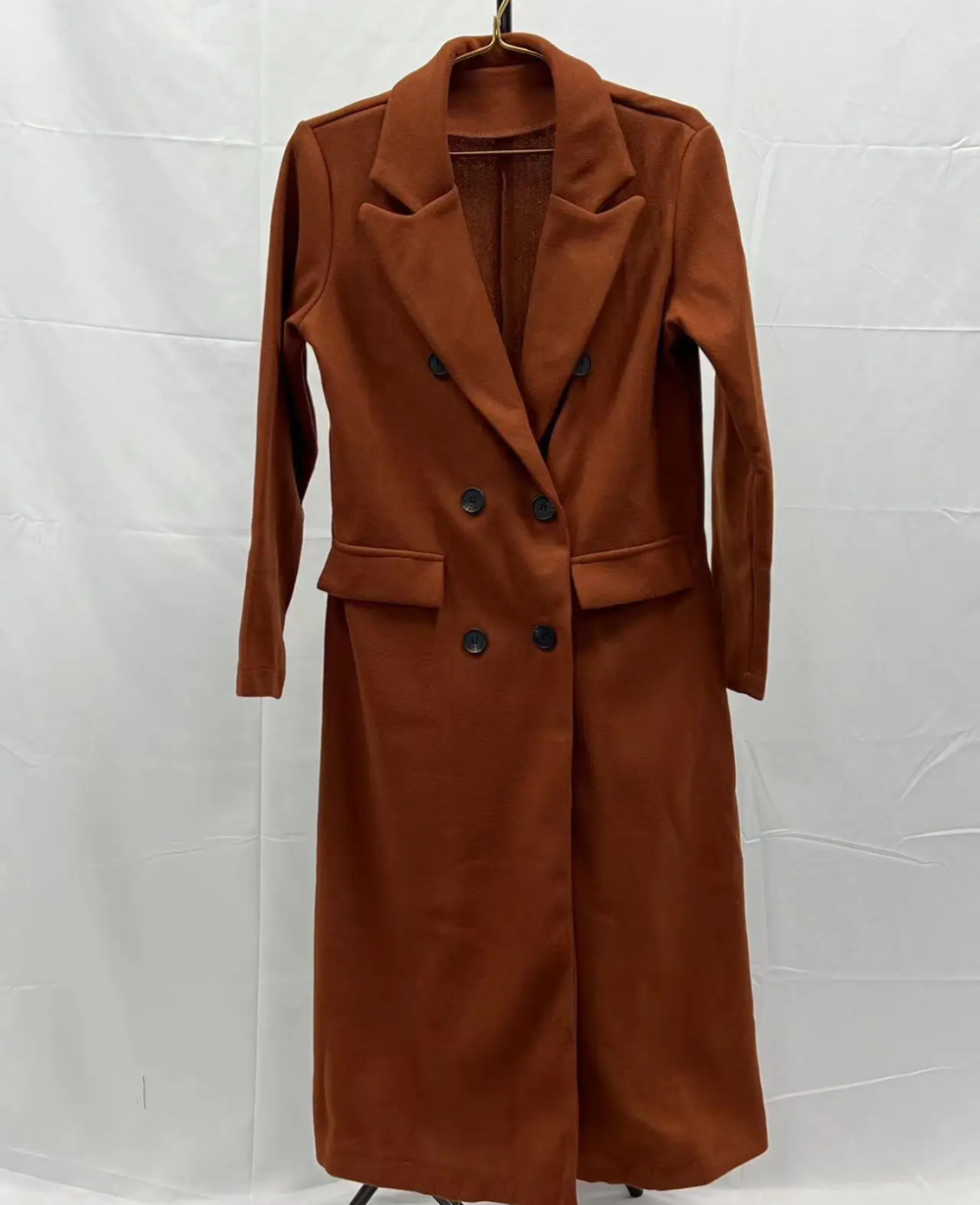 Dames Trenchcoat Lang Elegante Kwaliteit Herfst Winter