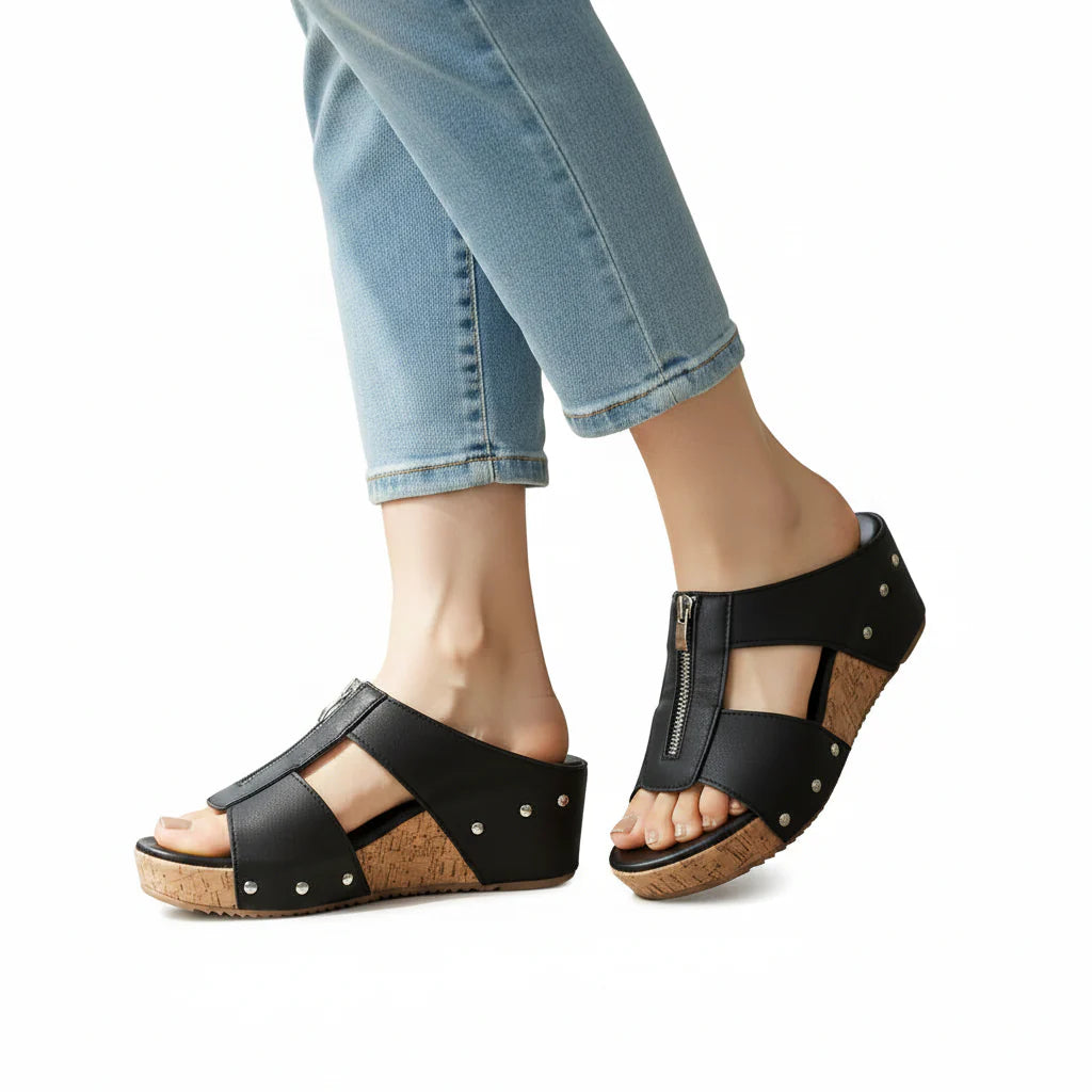 Dames Sandalen Orthopedisch Met Sleehak Comfortabel