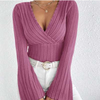 Dames Trui Gebreid Lange Mouwen Roze Warm
