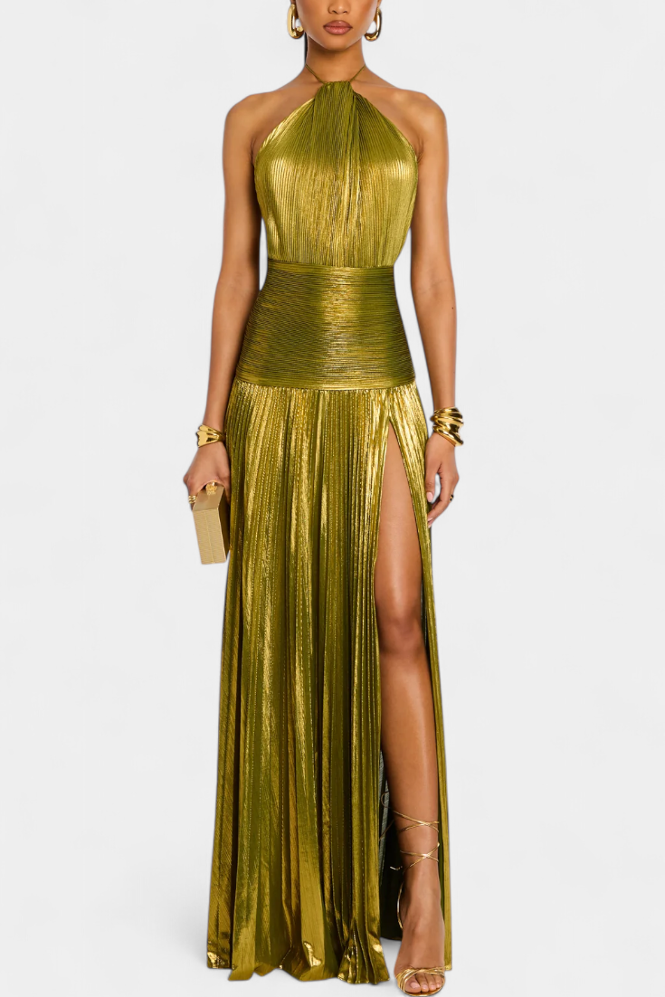 Dames Avondjurk Elegant Metallic Glans Jurk - StudioMarella