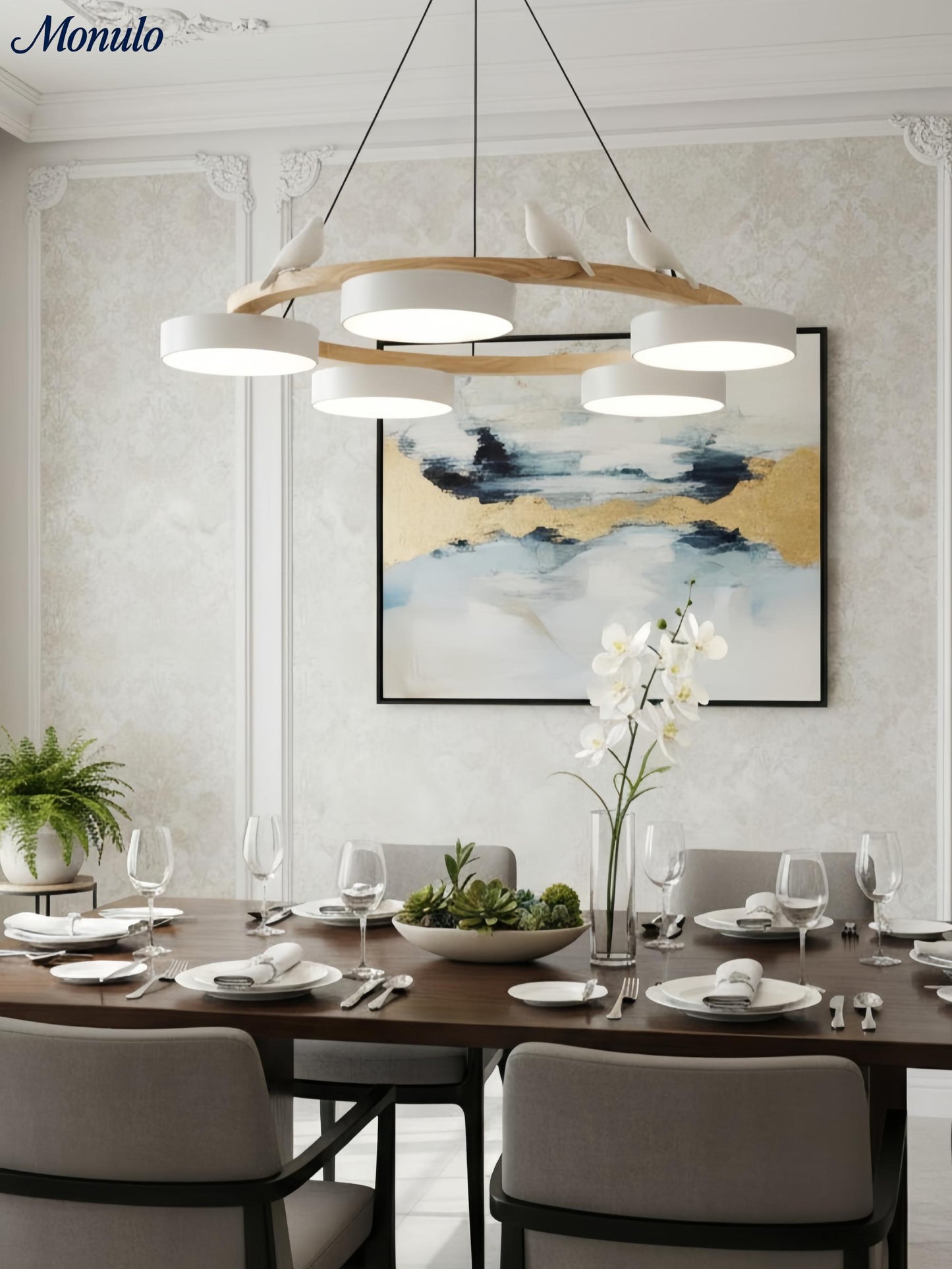 Decoratieve Vogelkroonluchter met Gekleurde Cirkels voor Eetkamer en Woonkamer