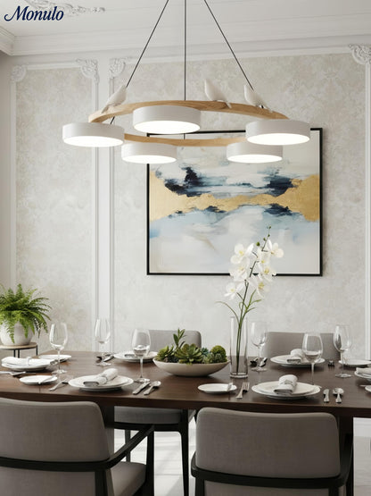 Decoratieve Vogelkroonluchter met Gekleurde Cirkels voor Eetkamer en Woonkamer